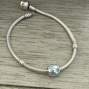 Retired Pandora Blue Soccer Ball bracelet and charm
